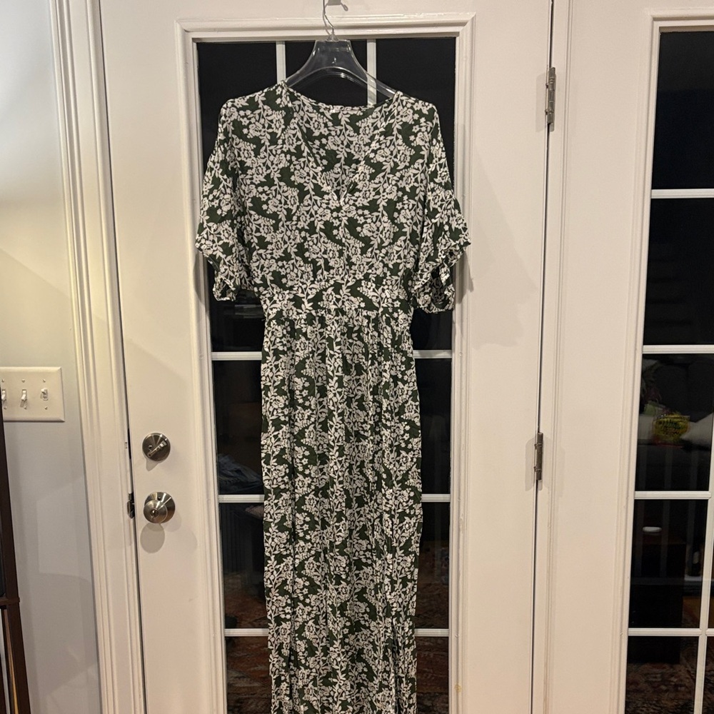 Floral Green and White Women's Dress